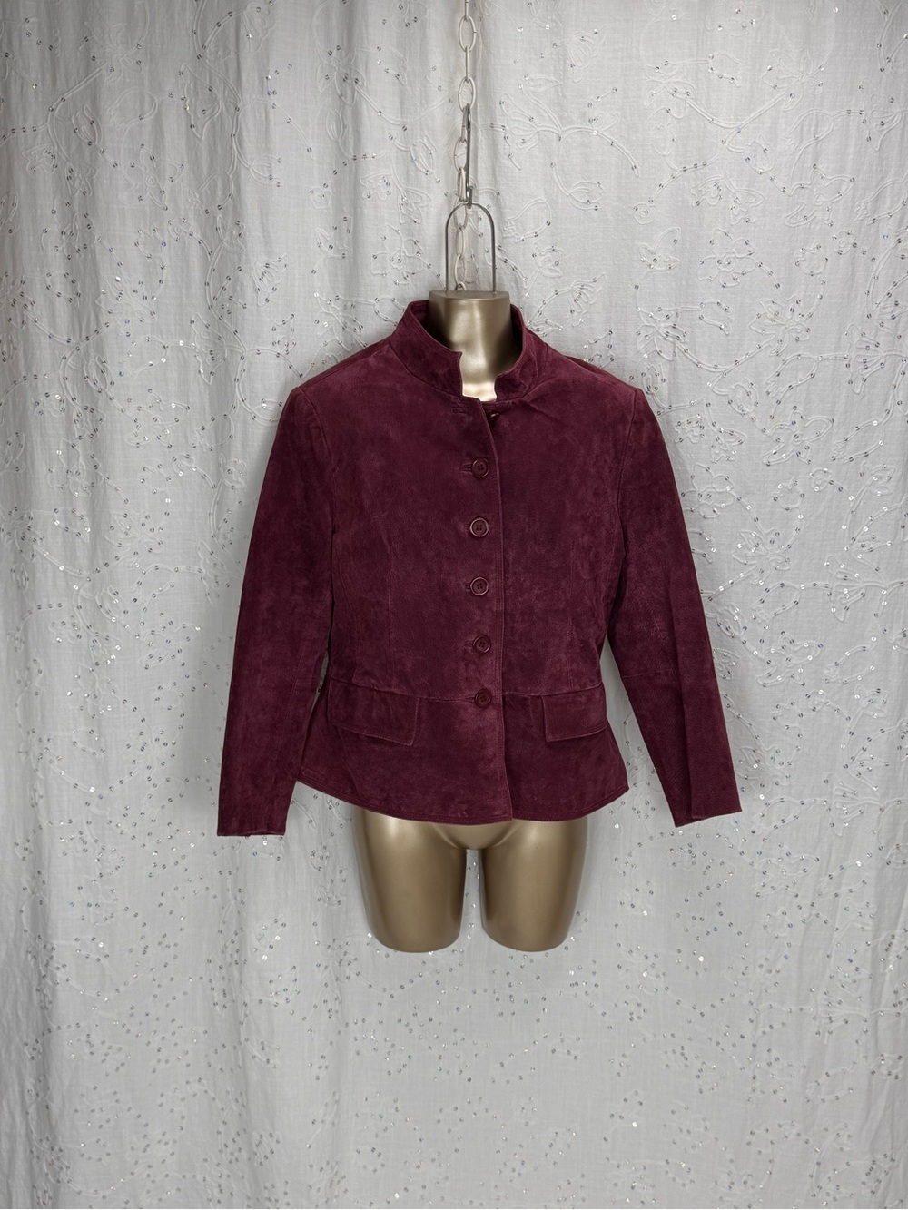 Vintage 90s Y2K Chadwick’s Plum Suede Leather Jacket Women’s Size 12